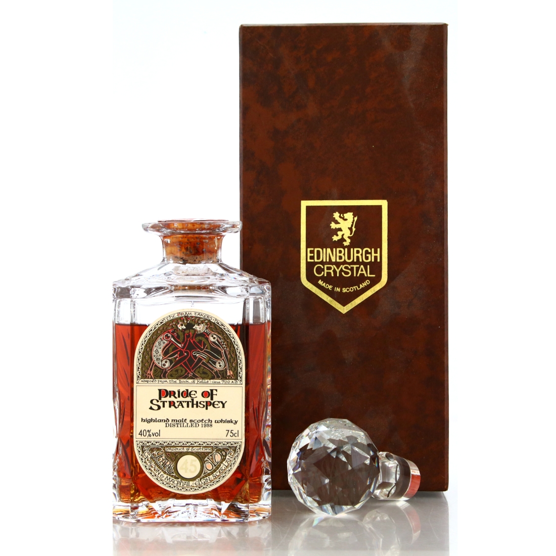 Pride of Strathspey 1938 Gordon and MacPhail 45 Year Old ' Book of Kells' Decanter