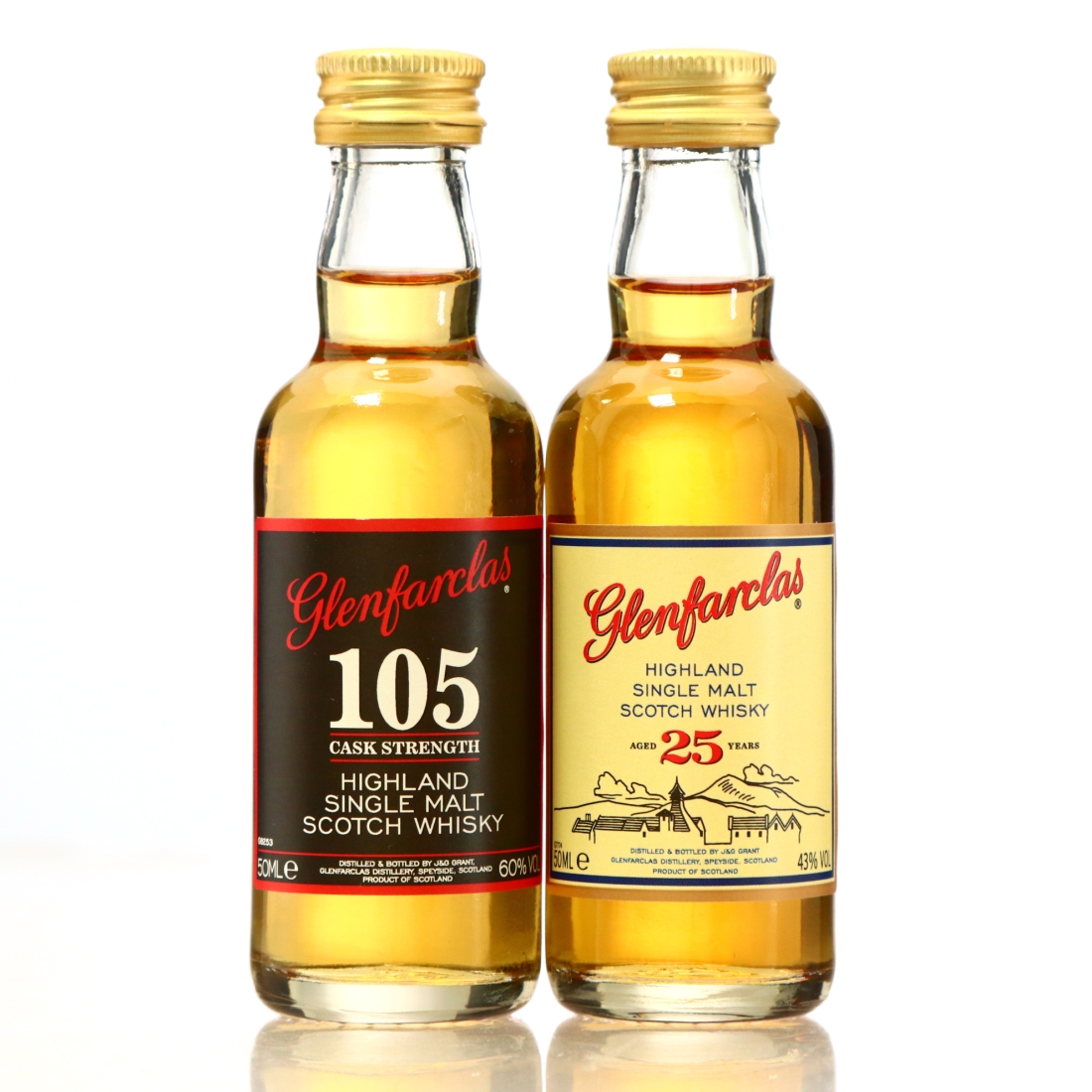Glenfarclas Miniature x 2 / includes 105 Cask Strength and 25 Years Old