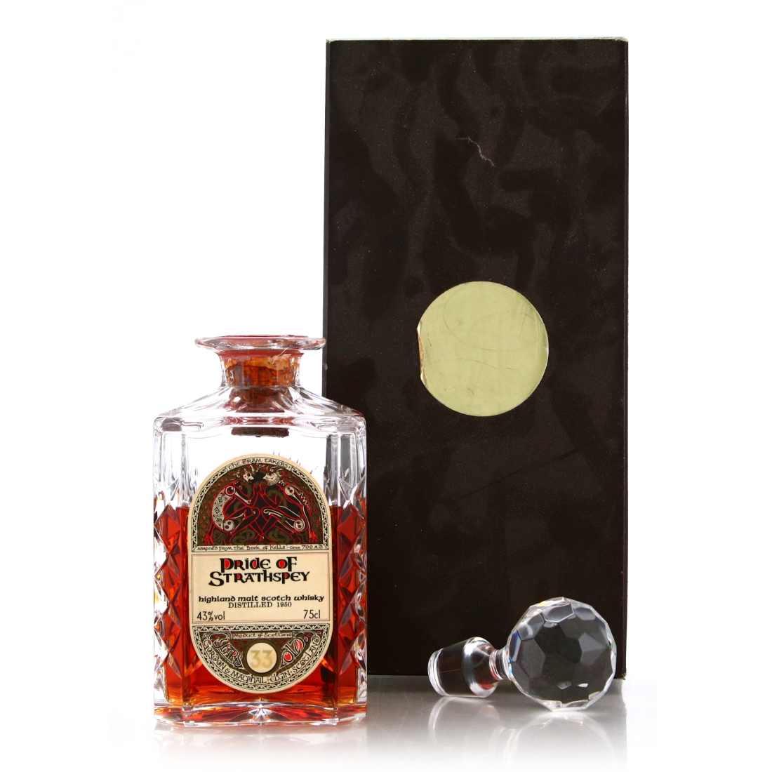 Pride of Strathspey 1950 Gordon and MacPhail 33 Year Old ' Book of Kells' Decanter