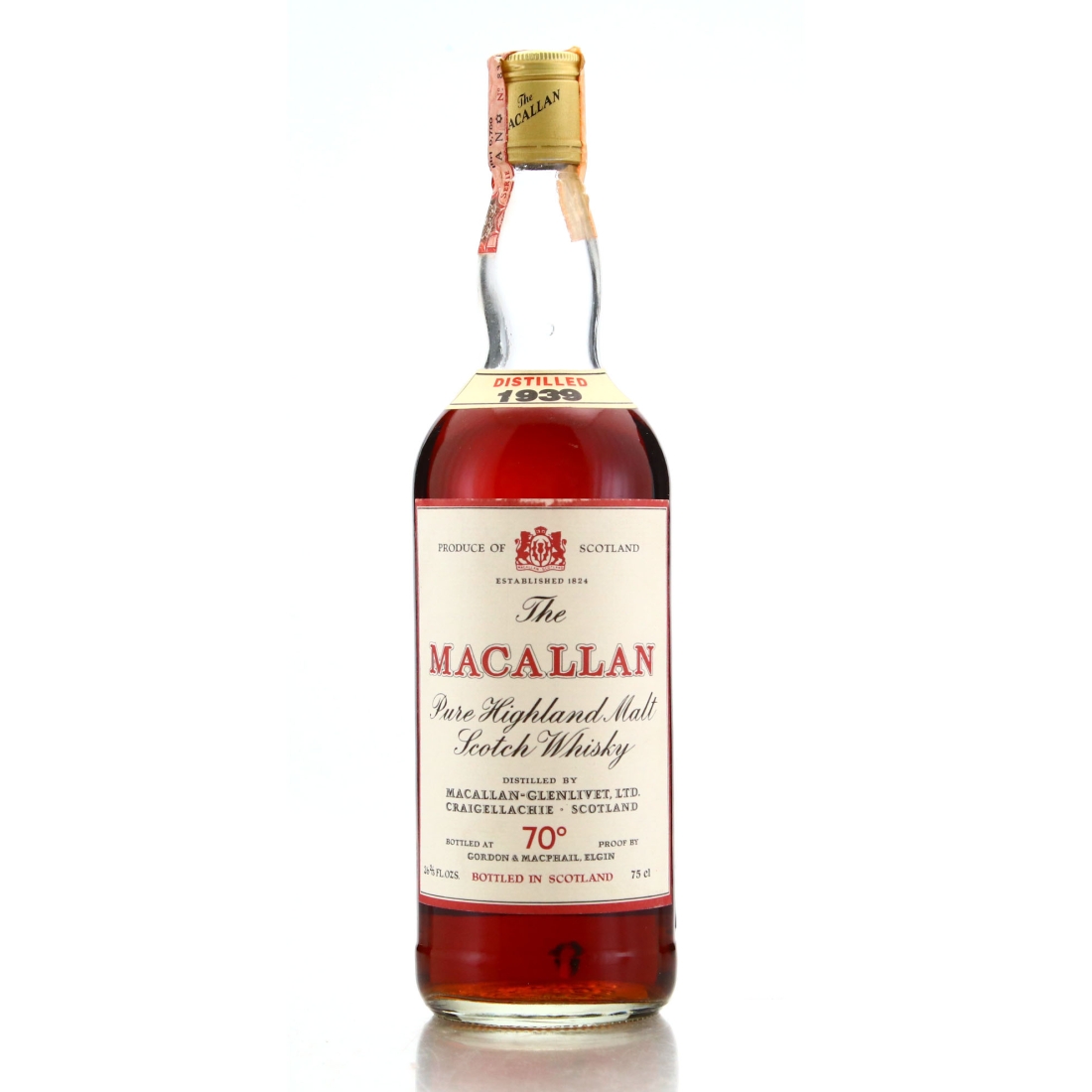Macallan 1939 Gordon and MacPhail 70 Proof / Co. Pinerolo Import
