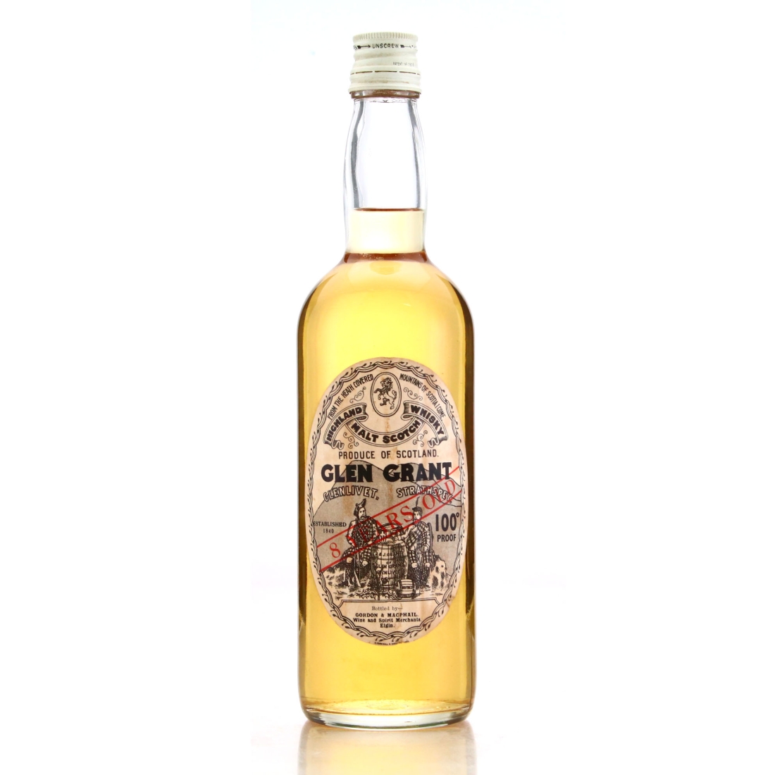 Glen Grant 8 Year Old Gordon and MacPhail 100 Proof early 1960s