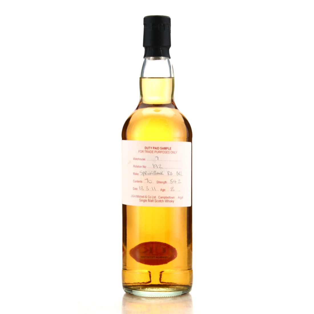 Springbank 2011 Duty Paid Sample 8 Year Old / Refill Bourbon Barrel