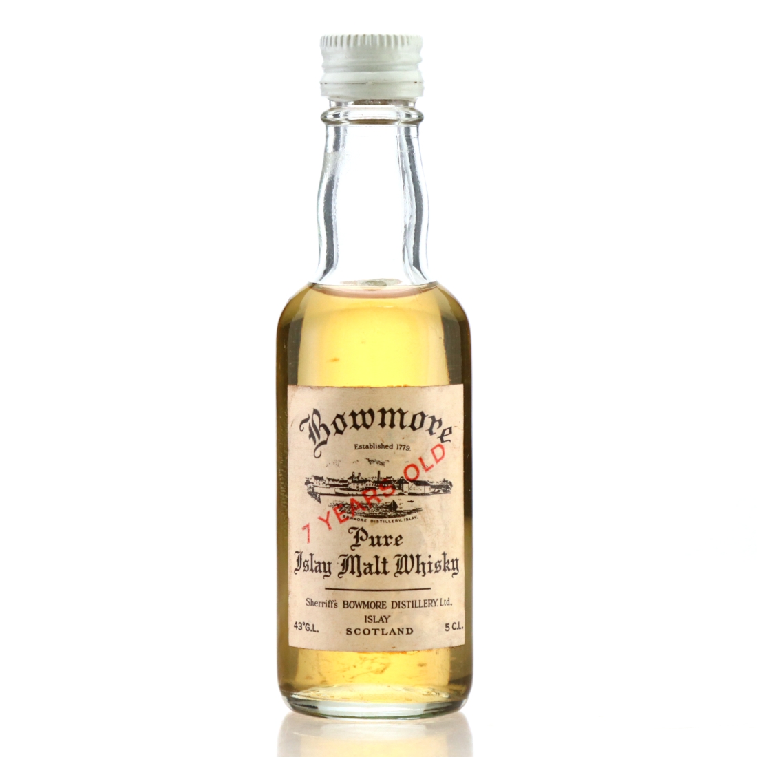 Bowmore 7 Year Old Sherriff's Miniature 1970s