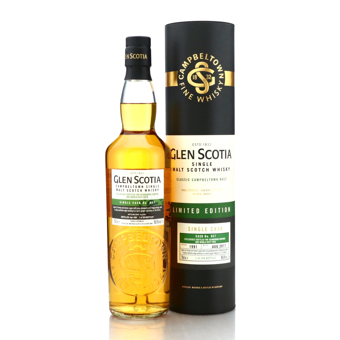 Glen Scotia 1991 Single Cask #857 / Edinburgh Airport - Signed