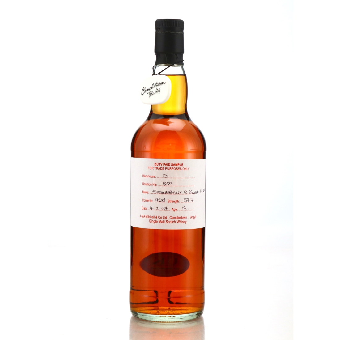 Springbank 2007 Duty Paid Sample 13 Year Old / Refill Burgundy Hogshead
