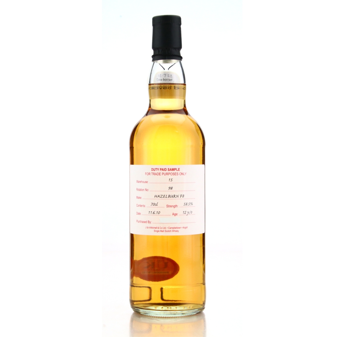 Hazelburn 2010 Duty Paid Sample 12 Year Old / Fresh Bourbon Barrel
