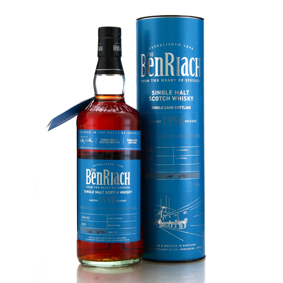 Benriach 1998 Triple Distilled Single Cask 18 Year Old #6401 / PX Sherry Finish