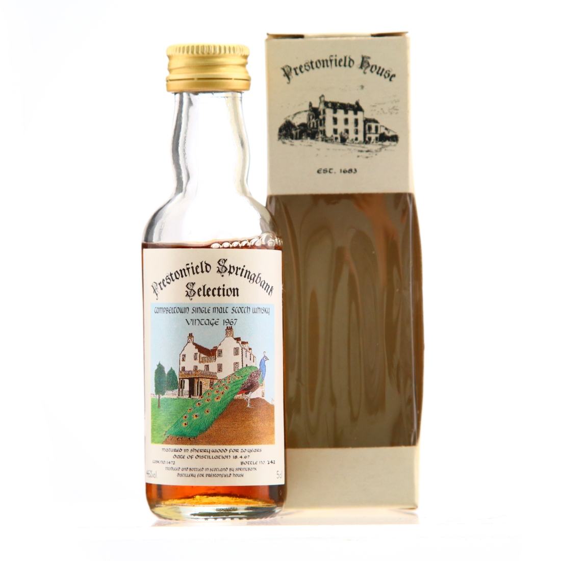 Springbank 1967 Prestonfield House 20 Year Old Sherry Wood Miniature