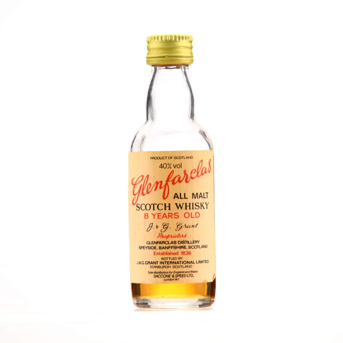 Glenfarclas 8 Year Old Grant Bonding Co Miniature 1970s