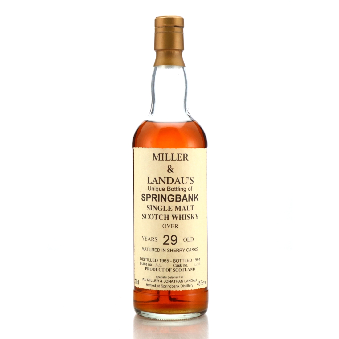 Springbank 1965 Single Cask #1298 29 Year Old / Miller and Landau's