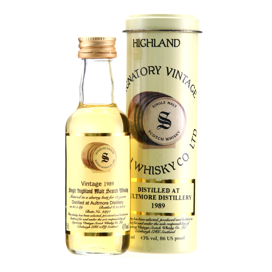 Aultmore 1989 Signatory Vintage 12 Year Old Miniature