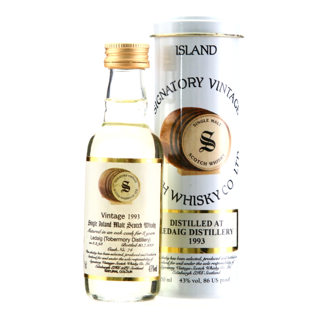 Ledaig 1993 Signatory Vintage 8 Year Old Miniature