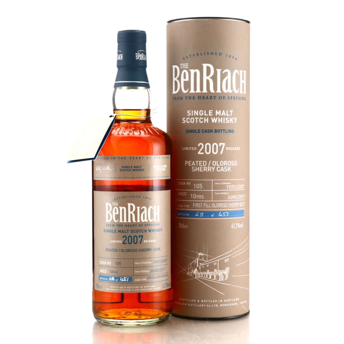 Benriach 2007 Peated Single Oloroso Cask 10 Year Old #105
