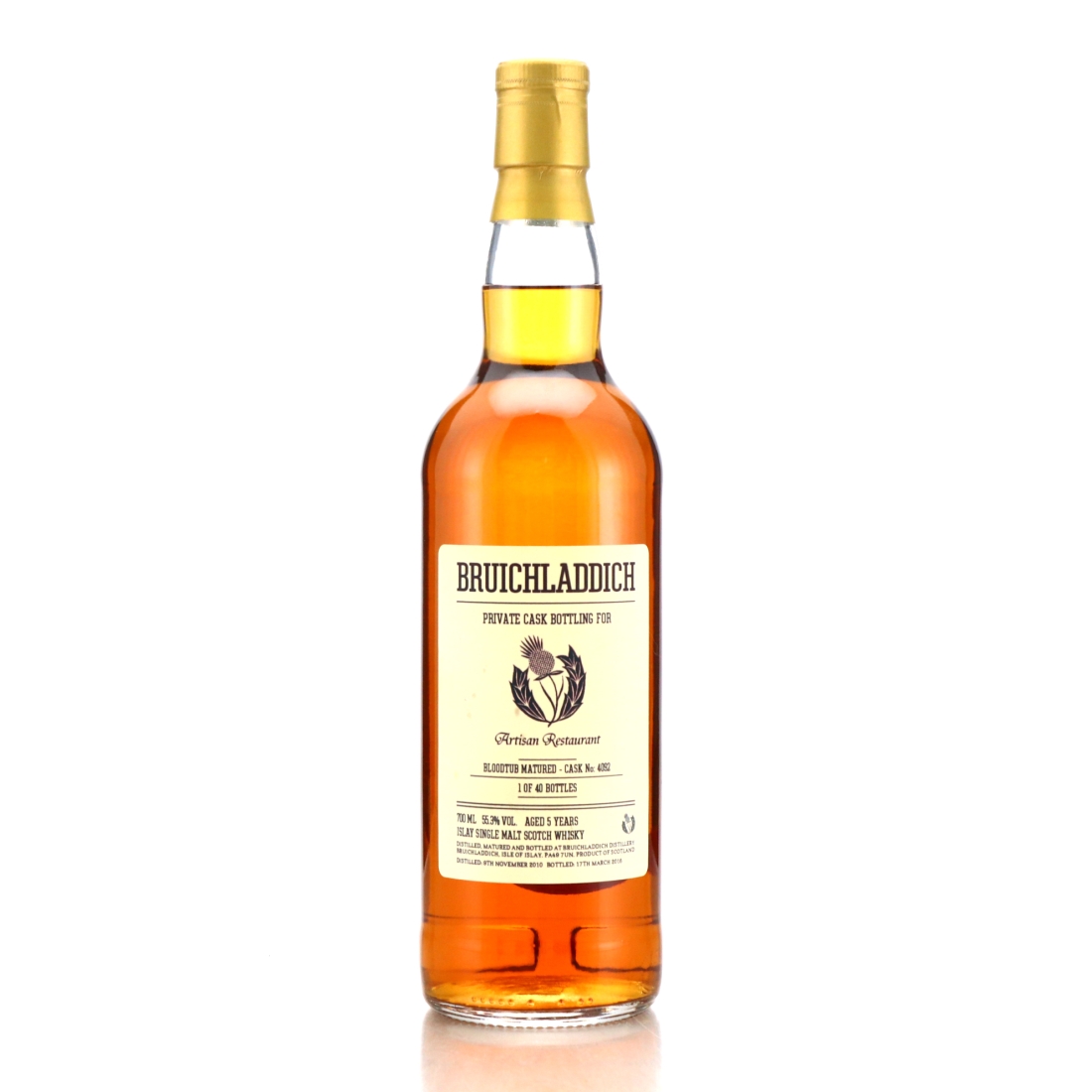 Bruichladdich 2010 Private Cask 5 Year Old #4092 / Artisan Restaurant