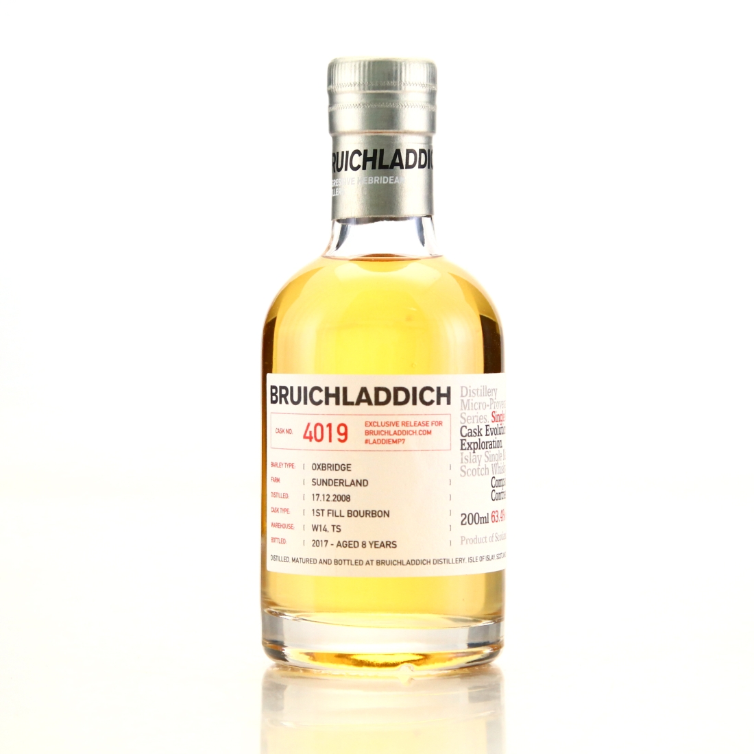 Bruichladdich 2008 Micro Provenance Single Cask 8 Year Old #4019 20cl