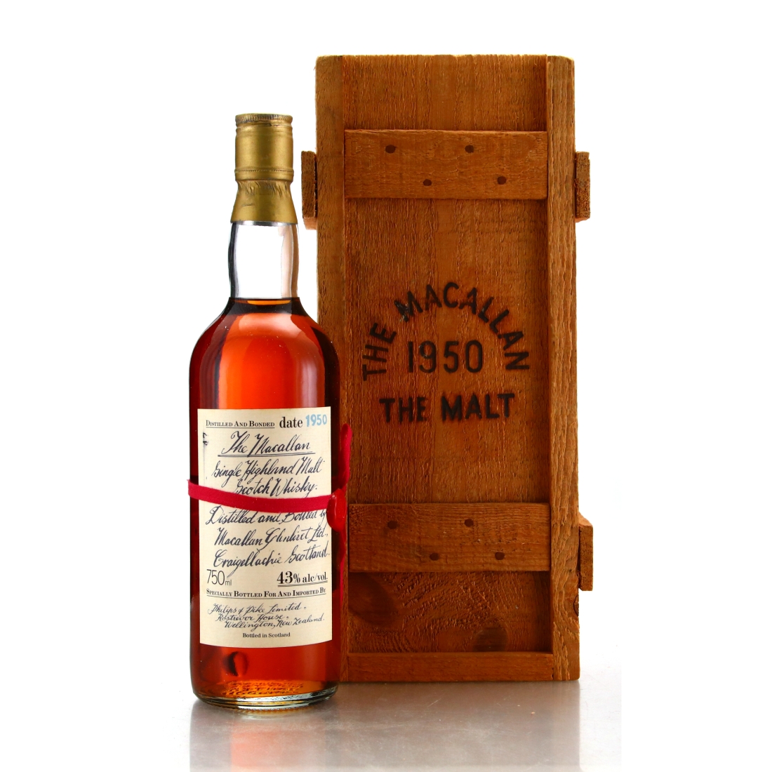 Macallan 1950 Handwritten Label / Philips and Pike Import