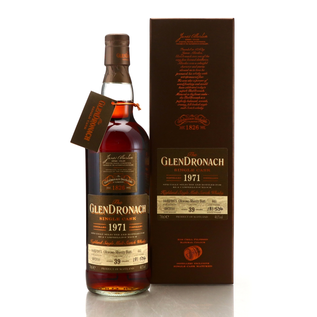 Glendronach 1971 Single Oloroso Cask 39 Year Old #441 / K6 & Campbelltounloch