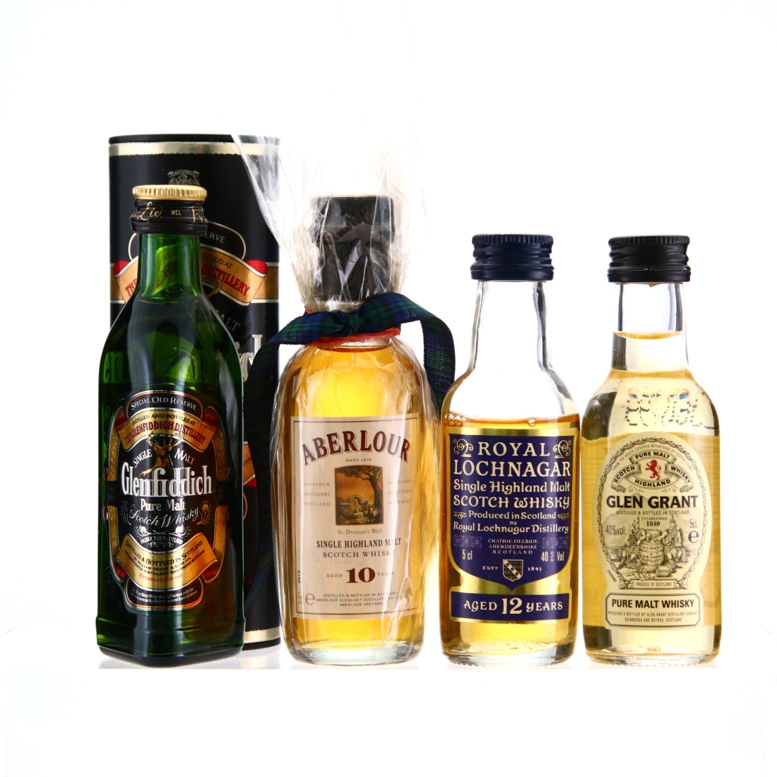 Single Malt Miniatures x 4 / includes Royal Lochnagar 12 Year Old