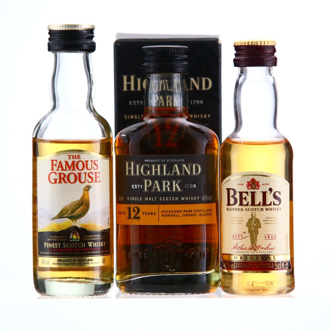 Scotch Malt Miniatures x 3 / includes Highland Park 12 Year Old