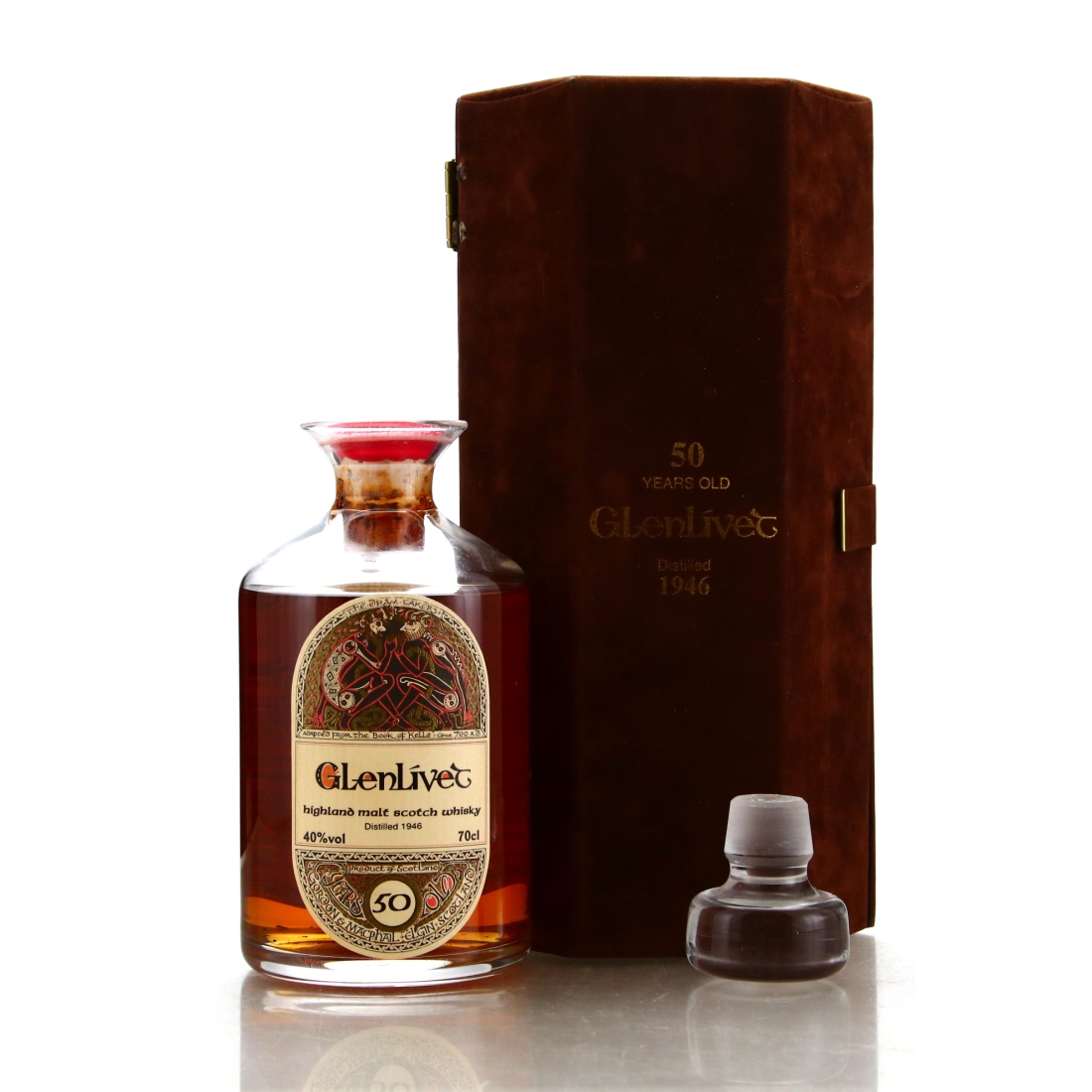Glenlivet 1946 Gordon and MacPhail 50 Year Old ' Book of Kells' Decanter
