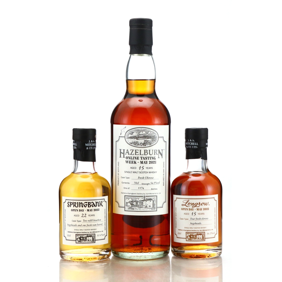 Hazelburn Online Tasting Week 2021 70cl with Longrow & Springbank Open Day 2022 2 x 20cl