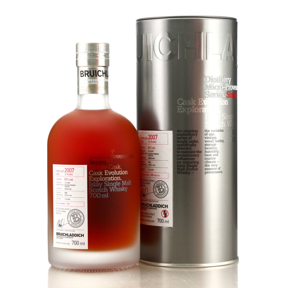 Bruichladdich 2007 Micro Provenance Single Cask 12 Year Old #3668 / UK Laddie Crew