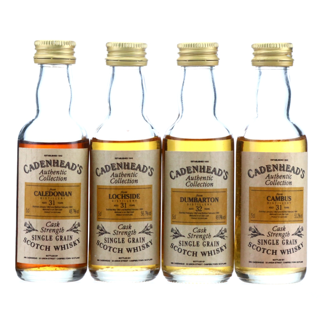 Cadenhead's Single Grain Miniatures 4 x 5cl