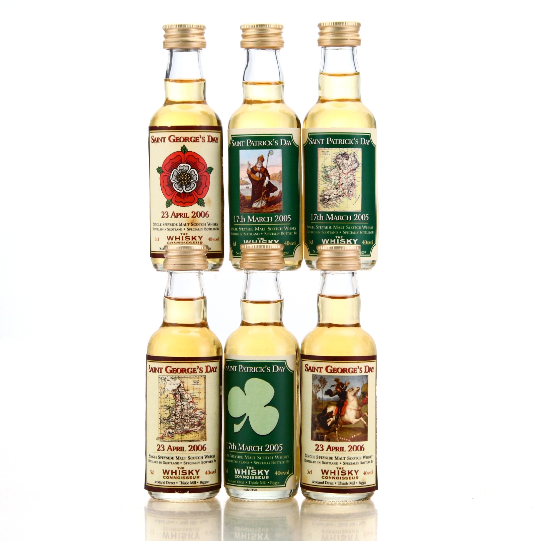 St George and St Patrick Whisky Connoisseur Miniature x 6