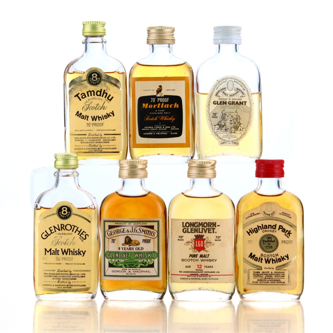 Gordon and MacPhail 70 Proof Miniature 1970-80s x 7