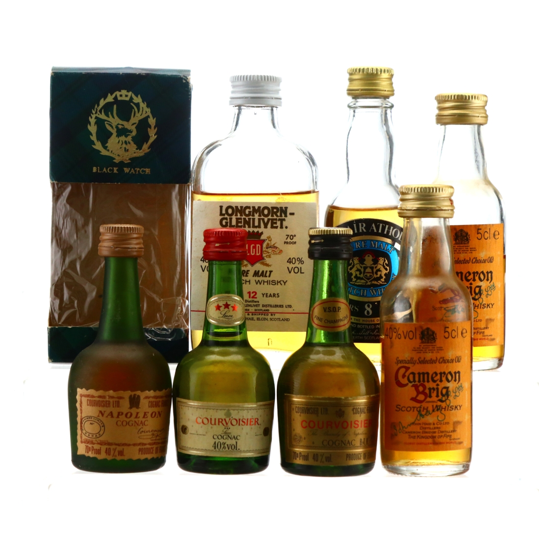 Scotch Whisky and Cognac Miniature x 7