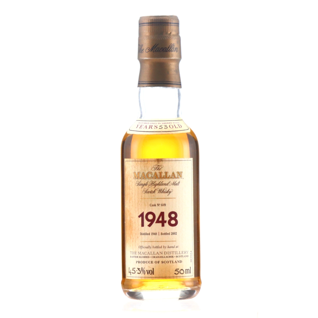 Macallan 1948 Fine and Rare 53 Year Old #609​​​​​​​ Miniature