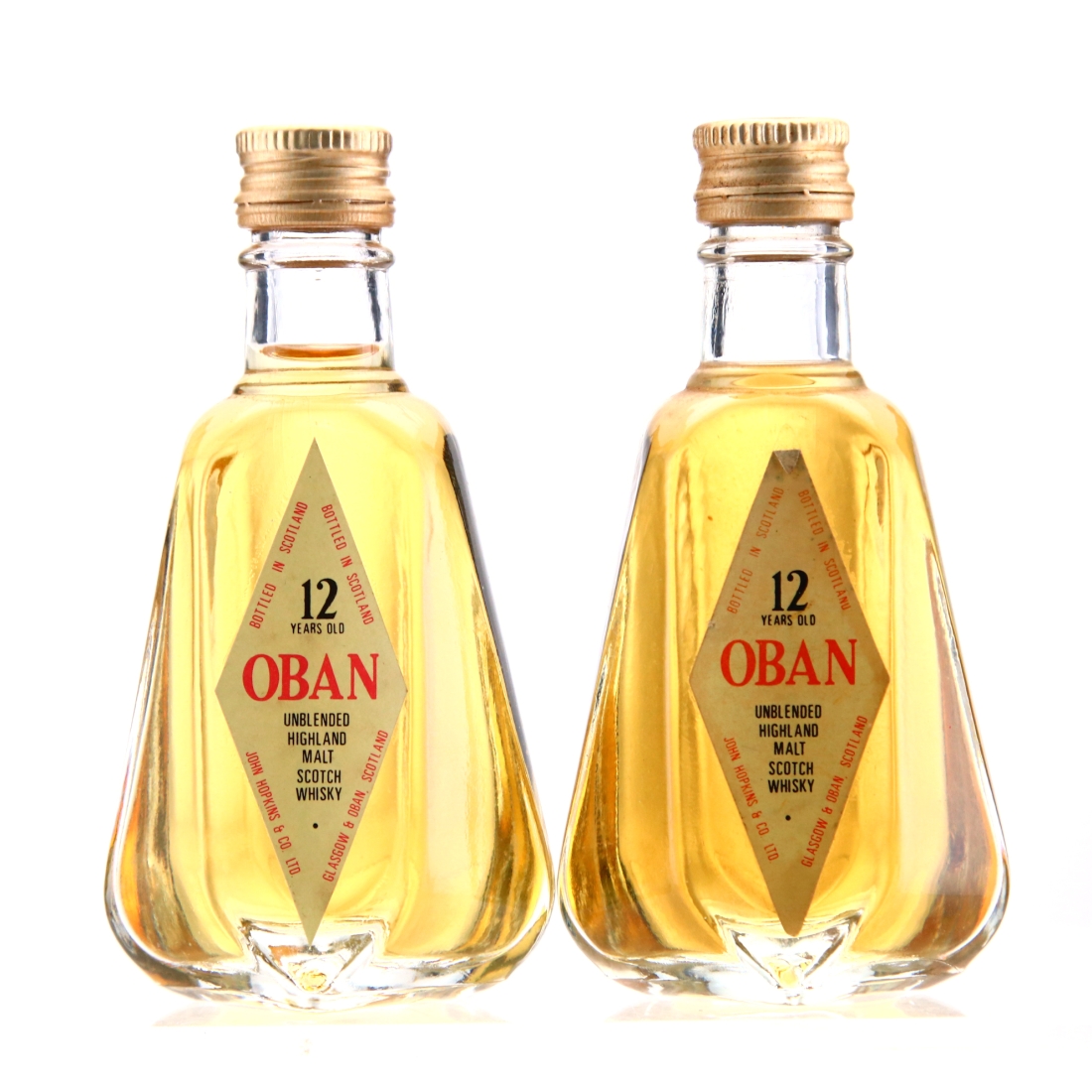 Oban 12 Year Old John Hopkins Miniature x 2 1980s