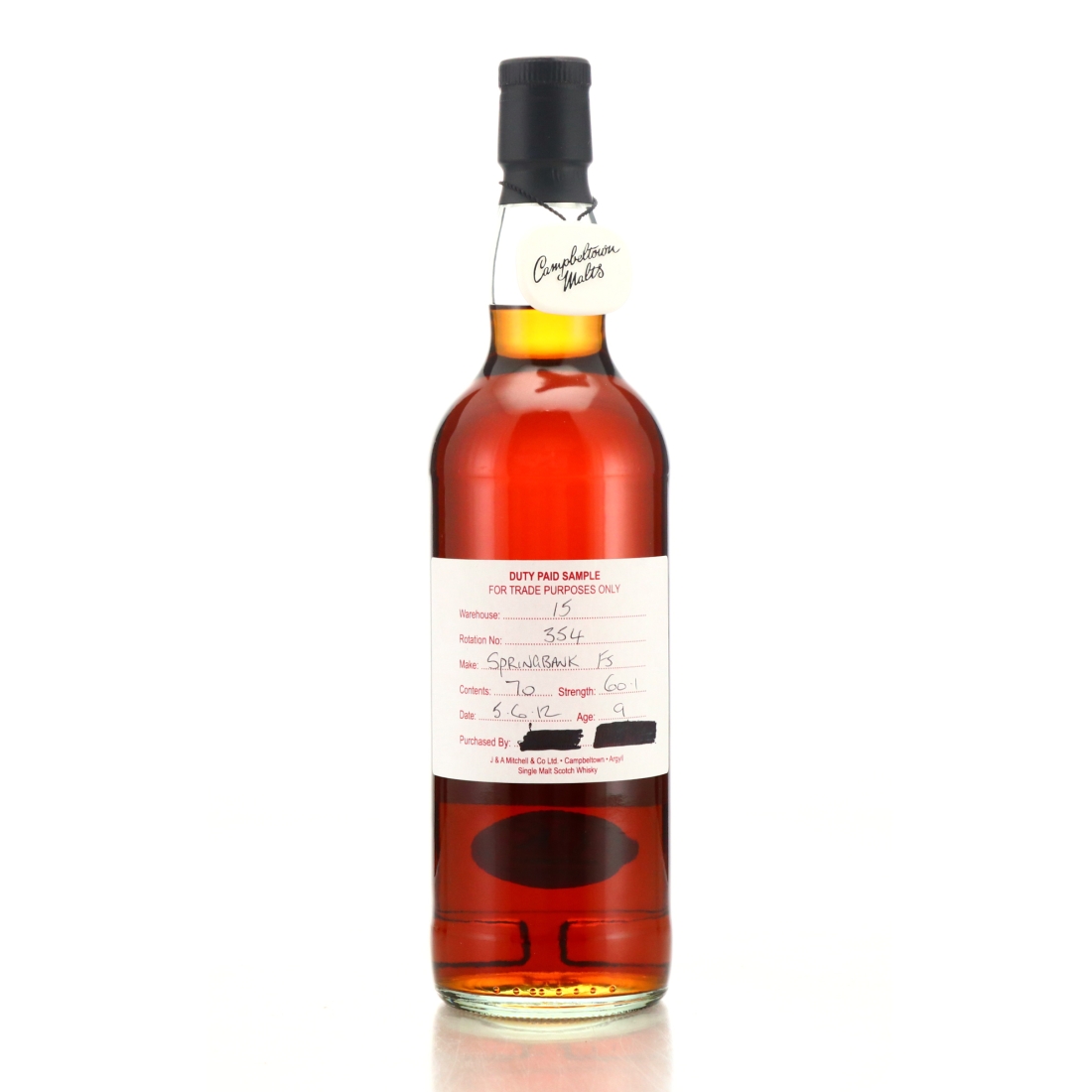 Springbank 2012 Duty Paid Sample 9 Year Old / Fresh Sherry