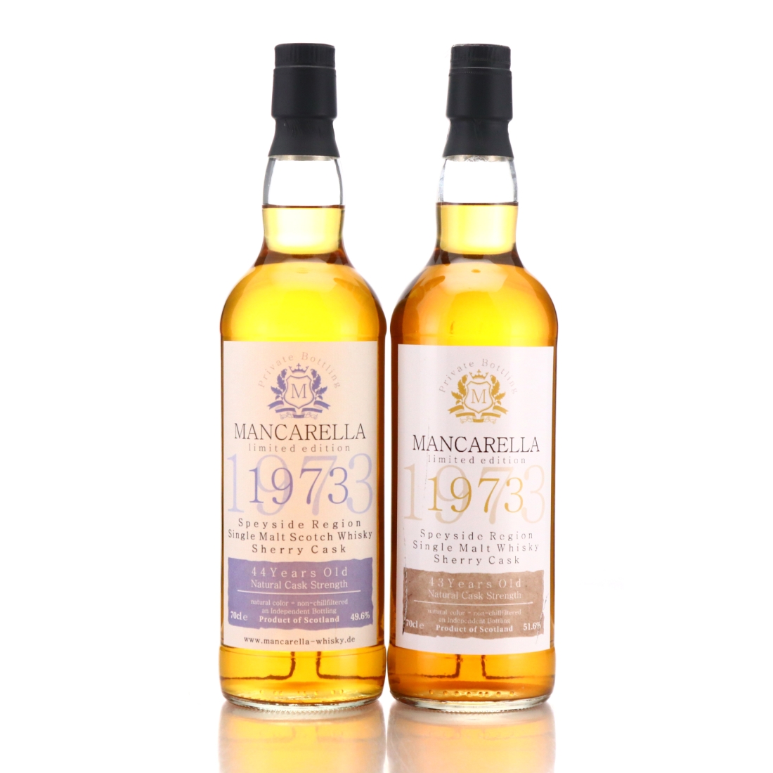 Speyside Single Malt 1973 Mancarella 44 and 43 Year Old 2 x 70cl