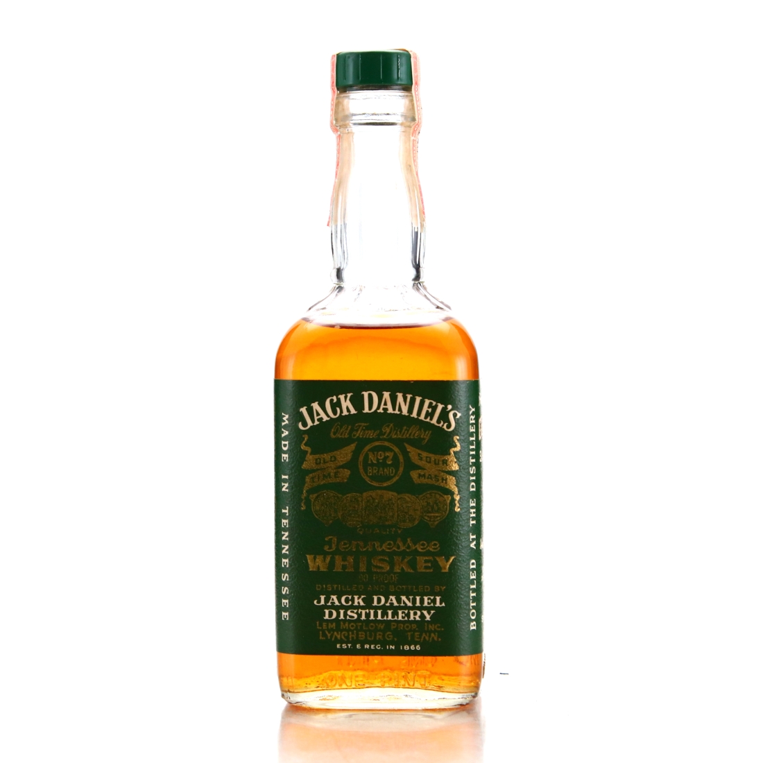 Jack Daniel's Old No.7 Brand Green Label 90 Proof 1974 Pint