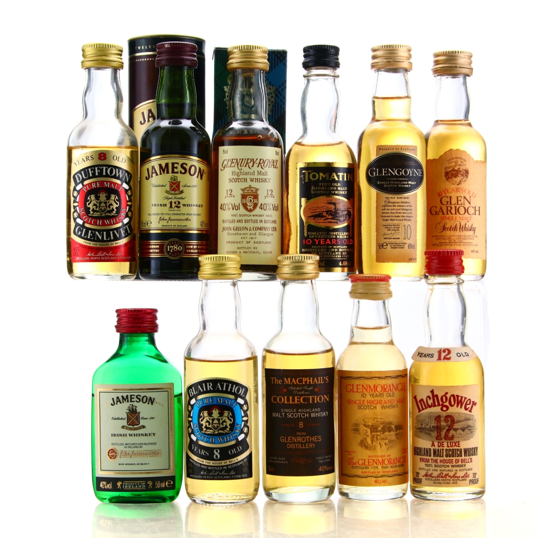 Scotch & Irish Whisky Miniatures x 11