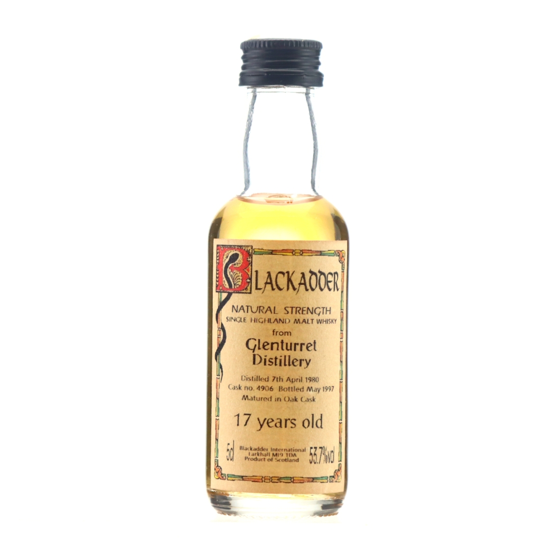 Glenturret 1980 Blackadder 17 Year Old Miniature