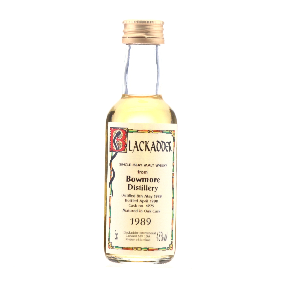 Bowmore 1989 Blackadder Miniature