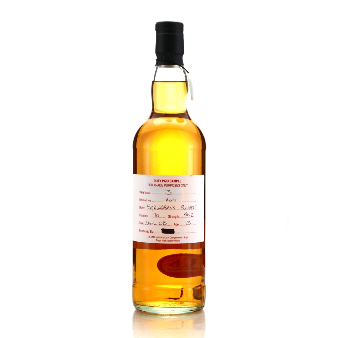 Springbank 2008 Duty Paid Sample 13 Year Old / Refill Claret Hogshead