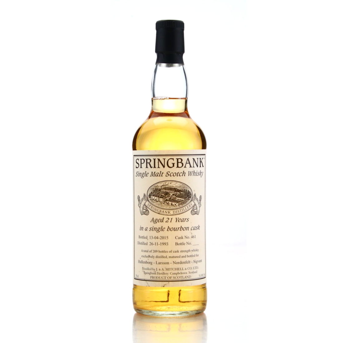Springbank 1993 Private Bourbon Cask 21 Year Old #461 / Hallenborg-Larsson-Nordenfelt-Sigvant