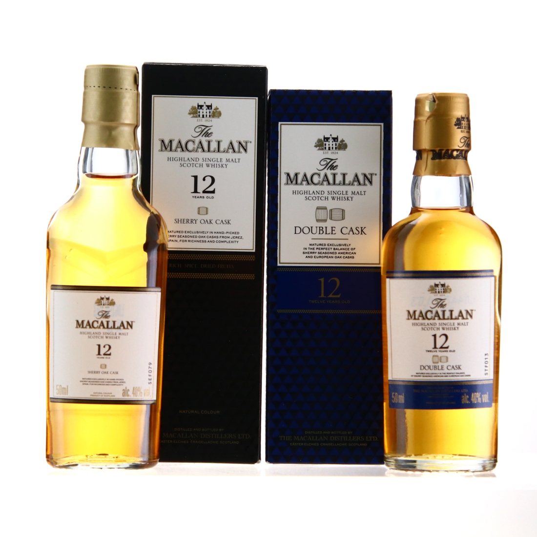 Macallan 12 Year Old Double Cask & 12 Year Old Sherry Oak Miniature x 2
