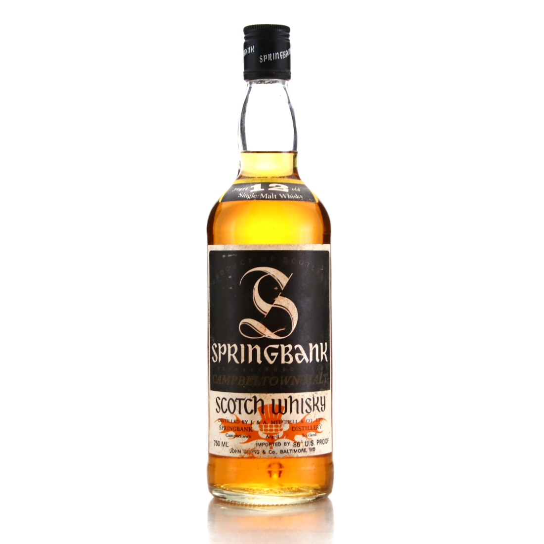 Springbank 12 Year Old 1980s / John Gross Import, US