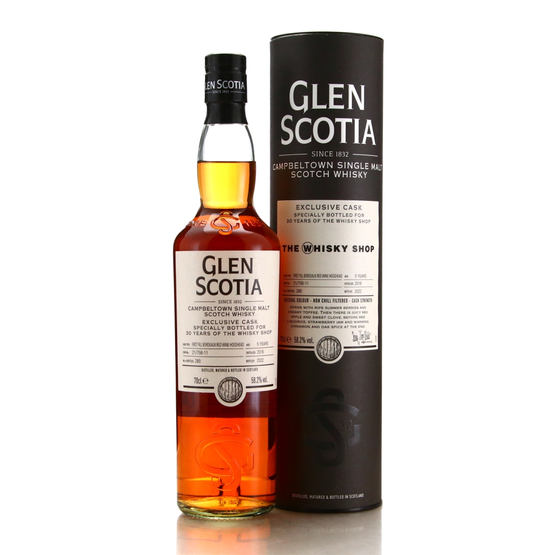 Glen Scotia 2016 Single Bordeaux Cask 5 Year Old  #21/756-11 / Whisky Shop Anniversary