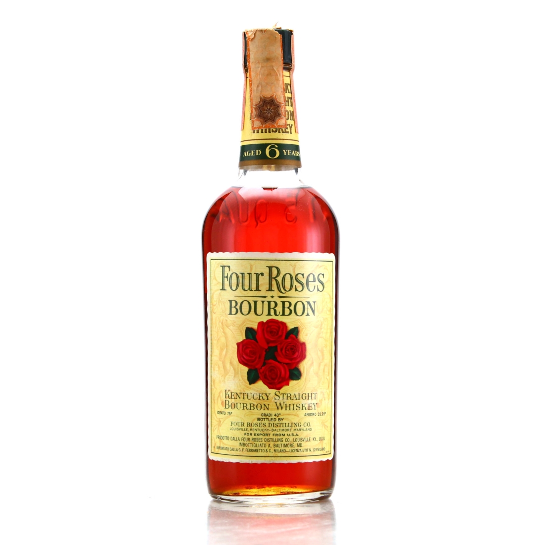 Four Roses 6 Year Old Kentucky Straight Bourbon 1970s / Ferraretto Import