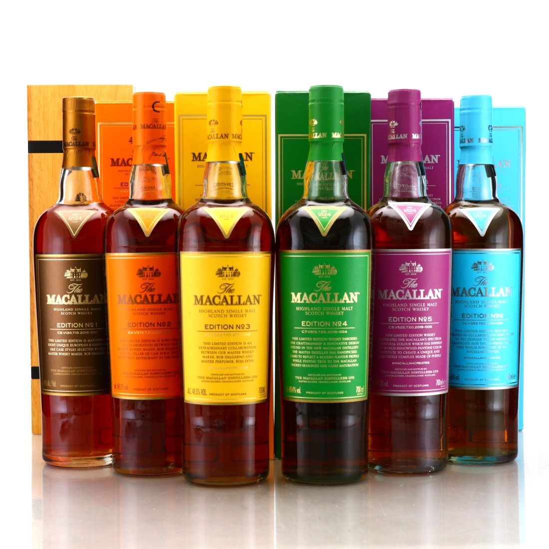 Macallan Edition No.1-6 Collection x 6 / includes Edition No.1 Wooden Box