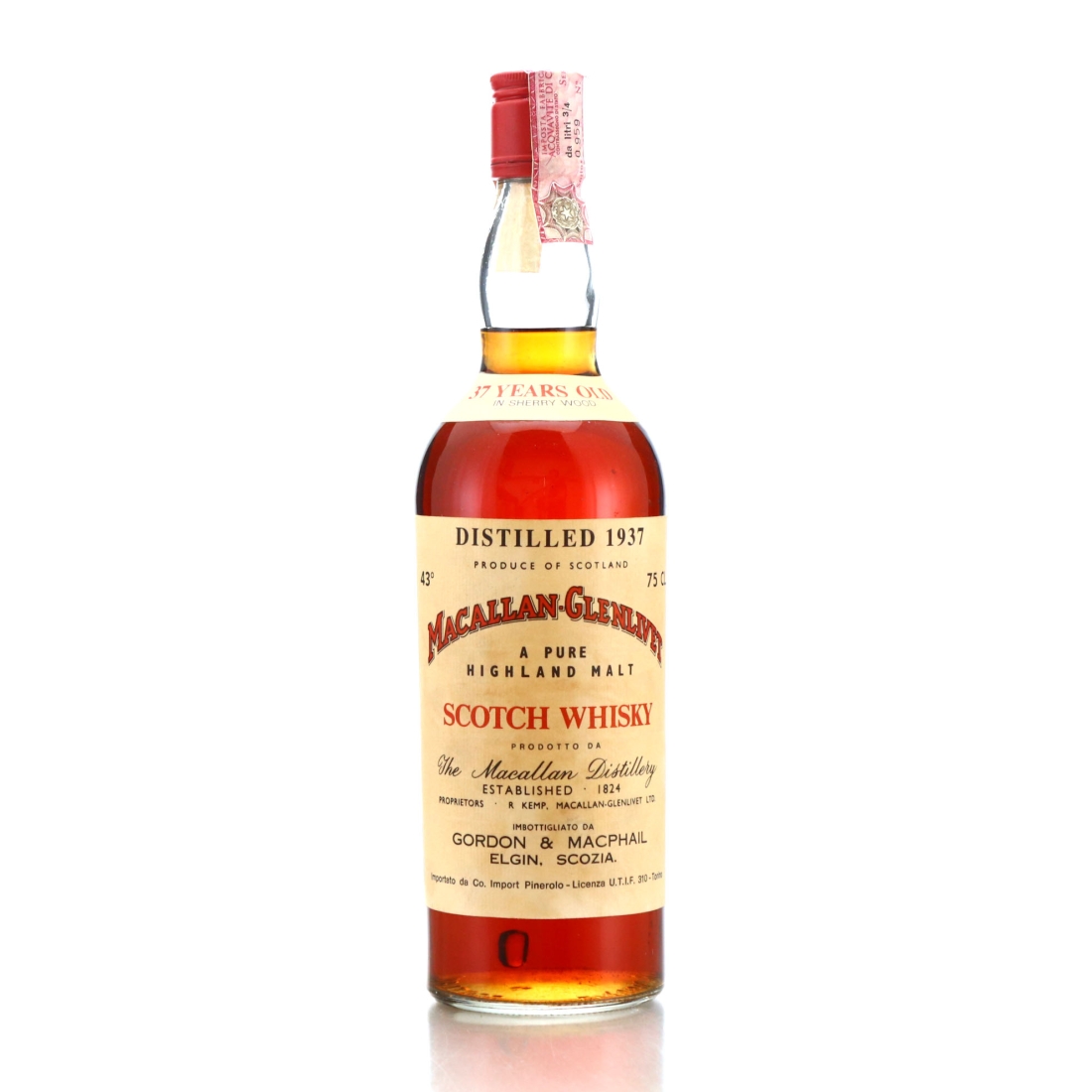 Macallan 1937 Gordon and MacPhail 37 Year Old / Co. Pinerolo Import