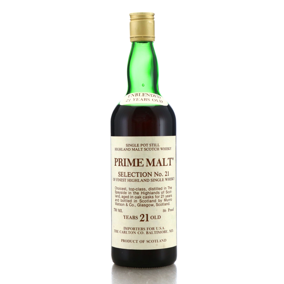 Glen Grant 21 Year Old Prime Malt Selection No.21 / Carlton Import, US