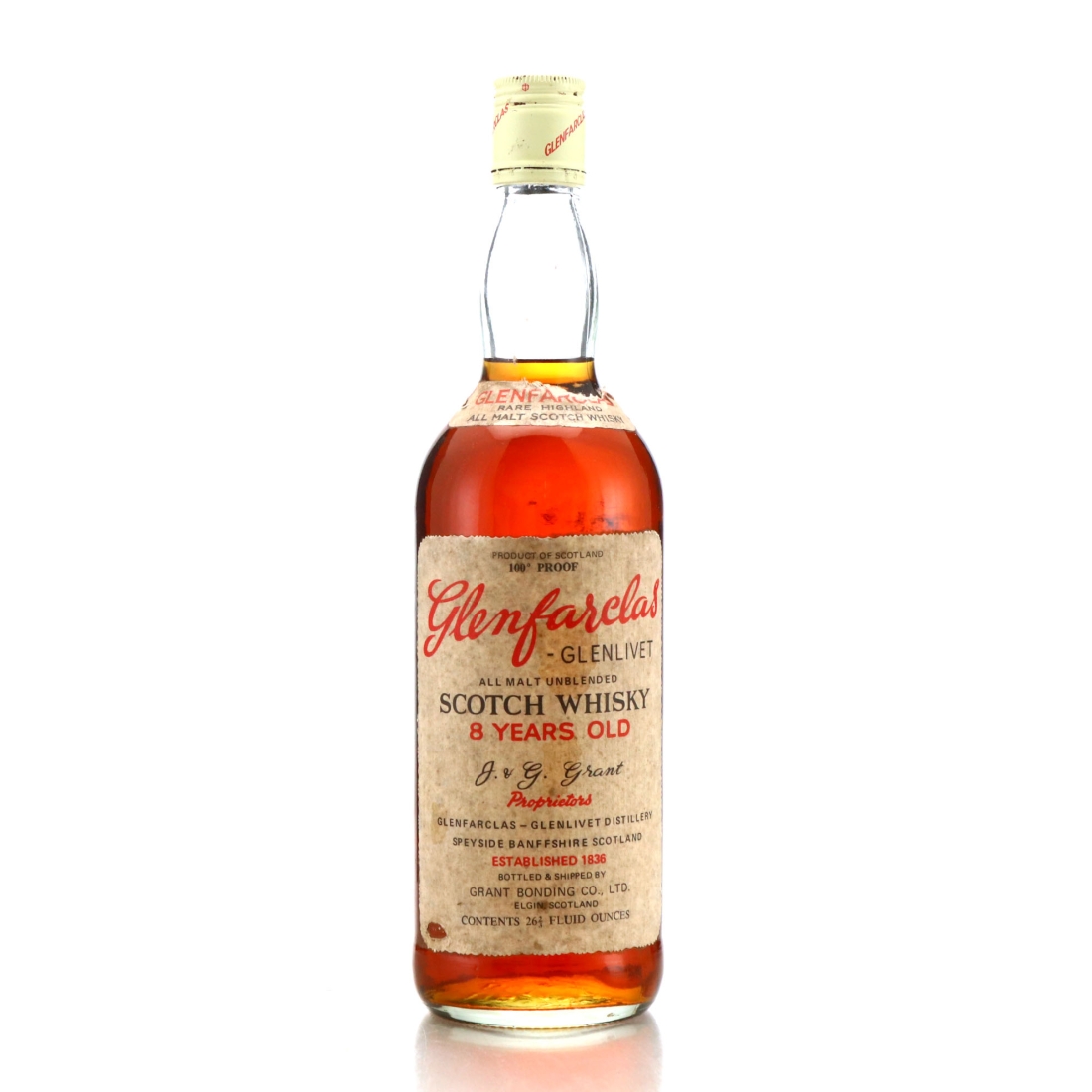 Glenfarclas 8 Year Old Grant Bonding Co 100 Proof 1970s