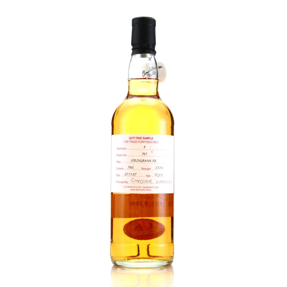 Springbank 2007 Duty Paid Sample 15 Year Old Fresh Bourbon