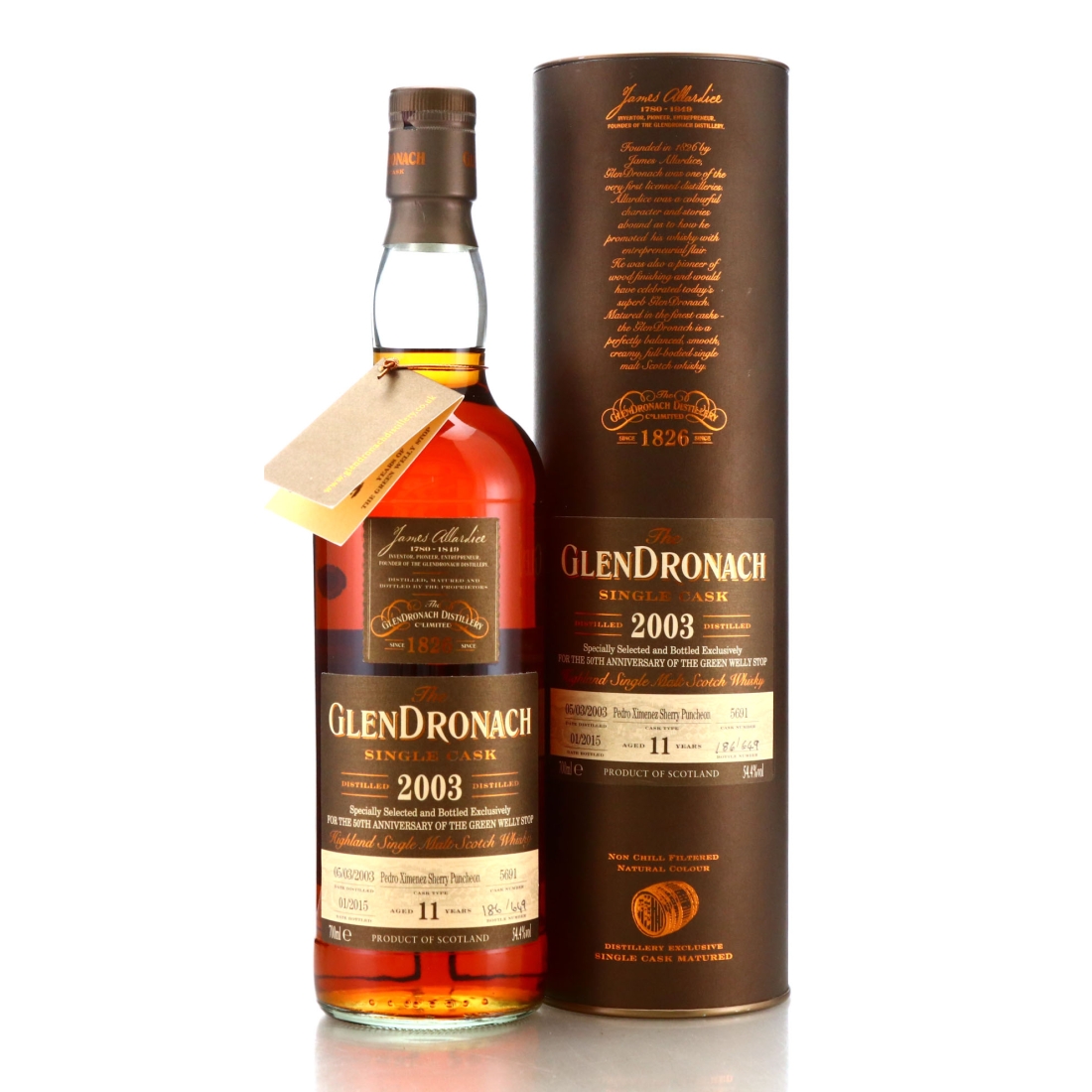 Glendronach 2003 Single PX Cask 11 Year Old #5691 / Green Welly Stop 50th Anniversary